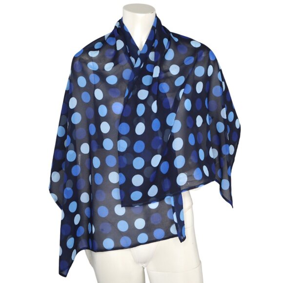 La Blanca Polka Dot Short Pareo Wrap Swim Cover Up Sheer Sarong Scarf Beach Blue - Picture 2 of 9